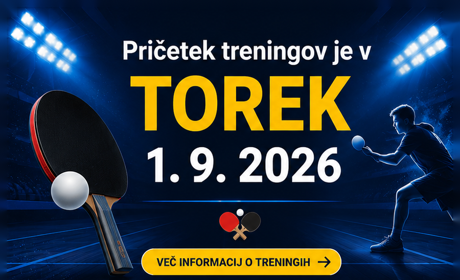 Pričetek treningov je v TOREK 1. 9. 2026